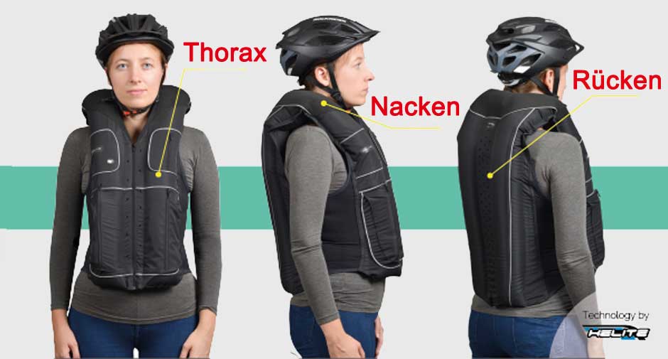 Airbag Schutzsystem für Radfahrer Schutzzonen